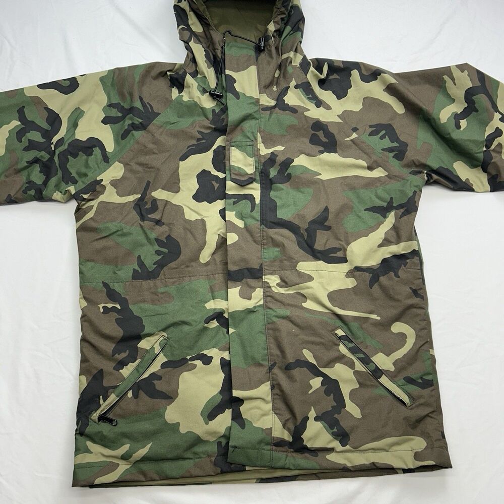 Log House Designs Gore-Tex Jacket Men's Large Long Green Camo Hunting Military - Picture 2 of 16